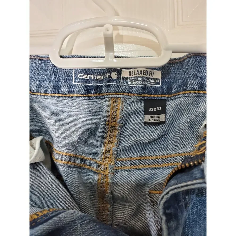 Carhartt BD2804‑M Rugged Flex Jeans Mens 33x32 Blue Relaxed Fit Workwear Stretch